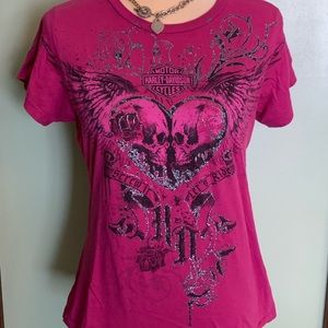 Harley Davidson short sleeve pink size L